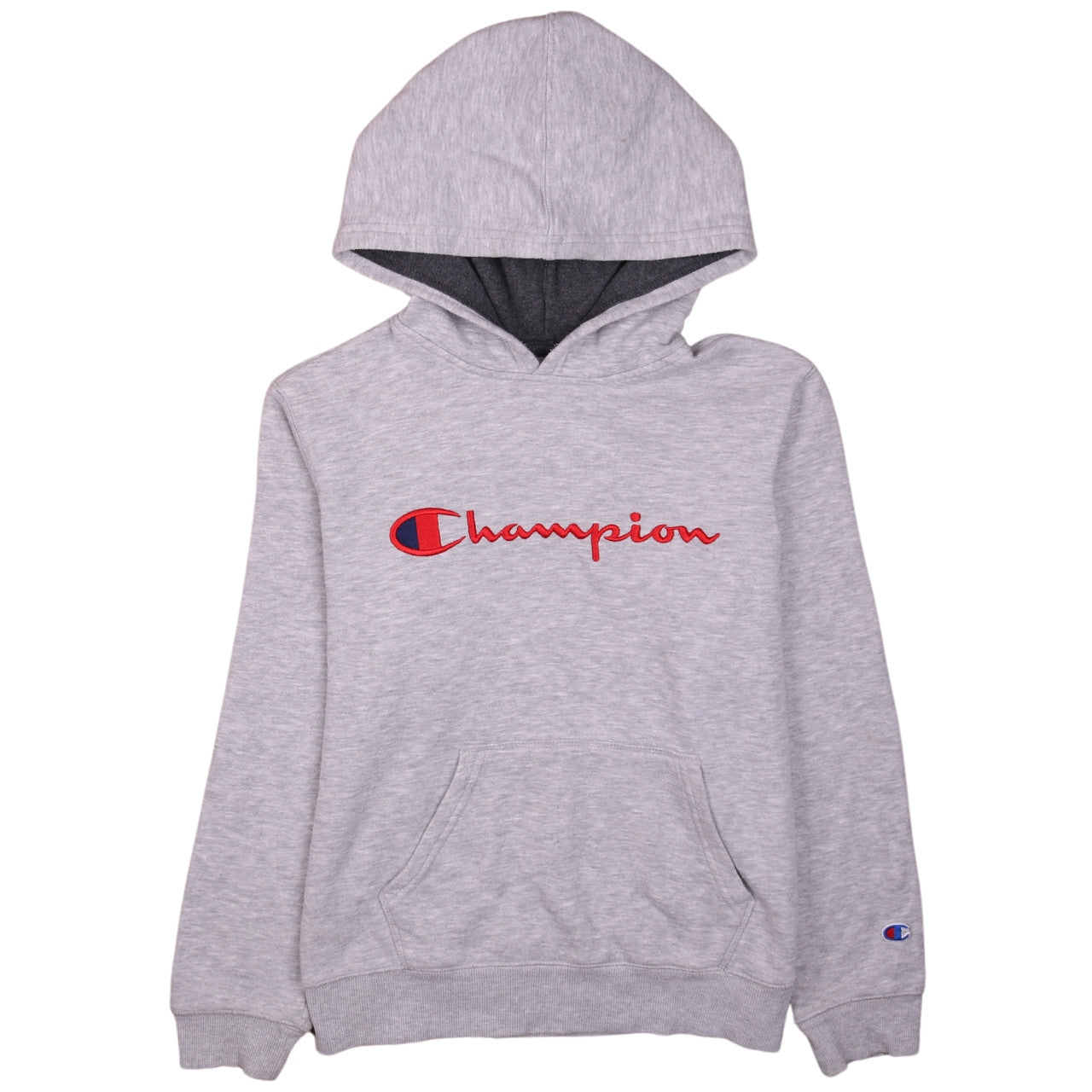 Champion Womens Grey Pullover Hoodie L Logo Embroidered Sweatshirt