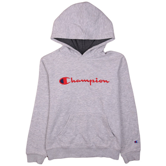 Champion Womens Grey Pullover Hoodie L Logo Embroidered Sweatshirt