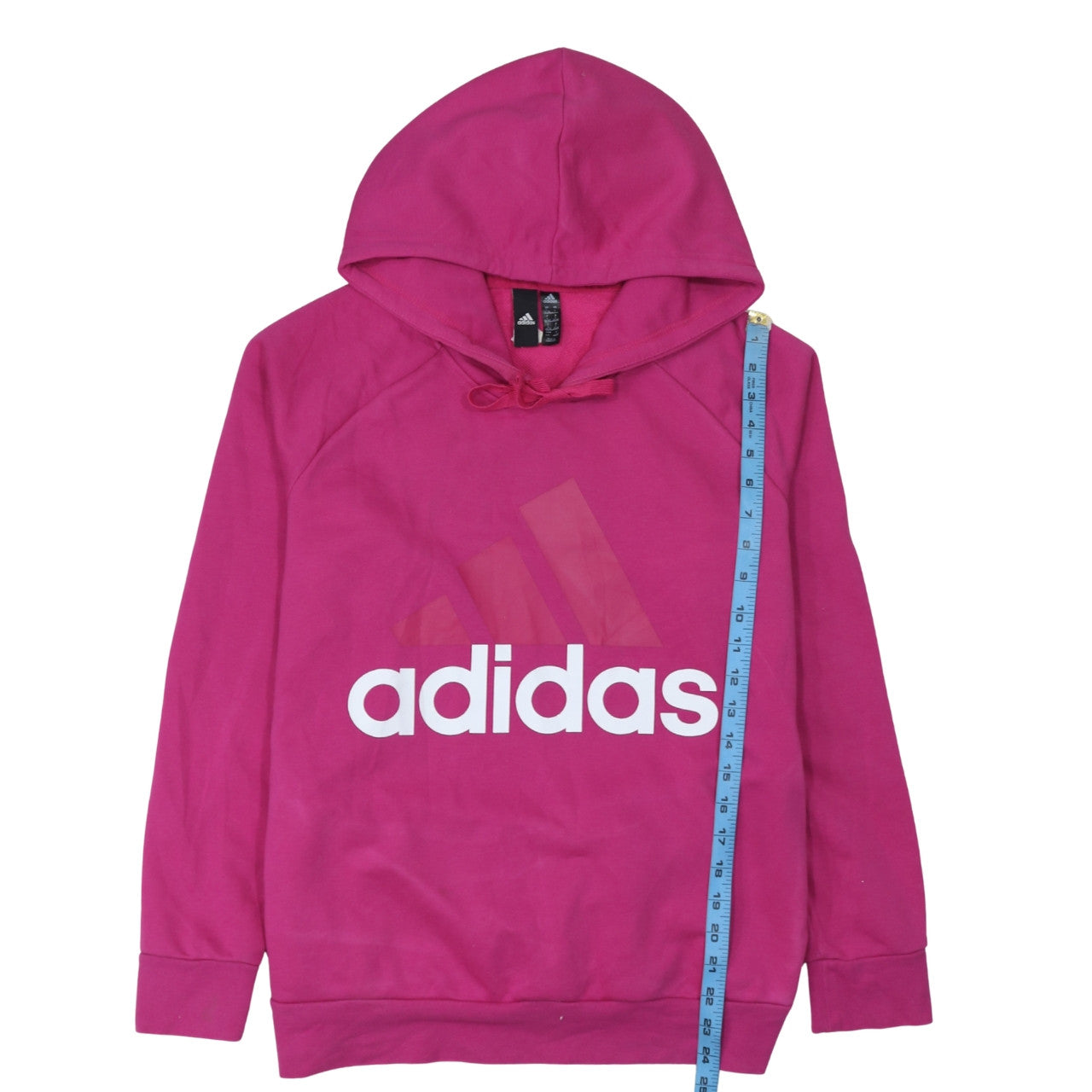 Adidas Women’s Pink Pullover Hoodie Size L 16-18 Logo Cotton Blend