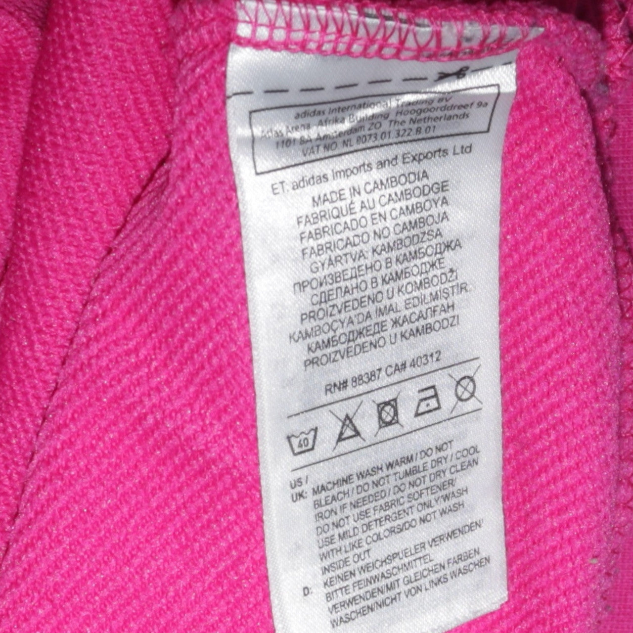 Adidas Women’s Pink Pullover Hoodie Size L 16-18 Logo Cotton Blend