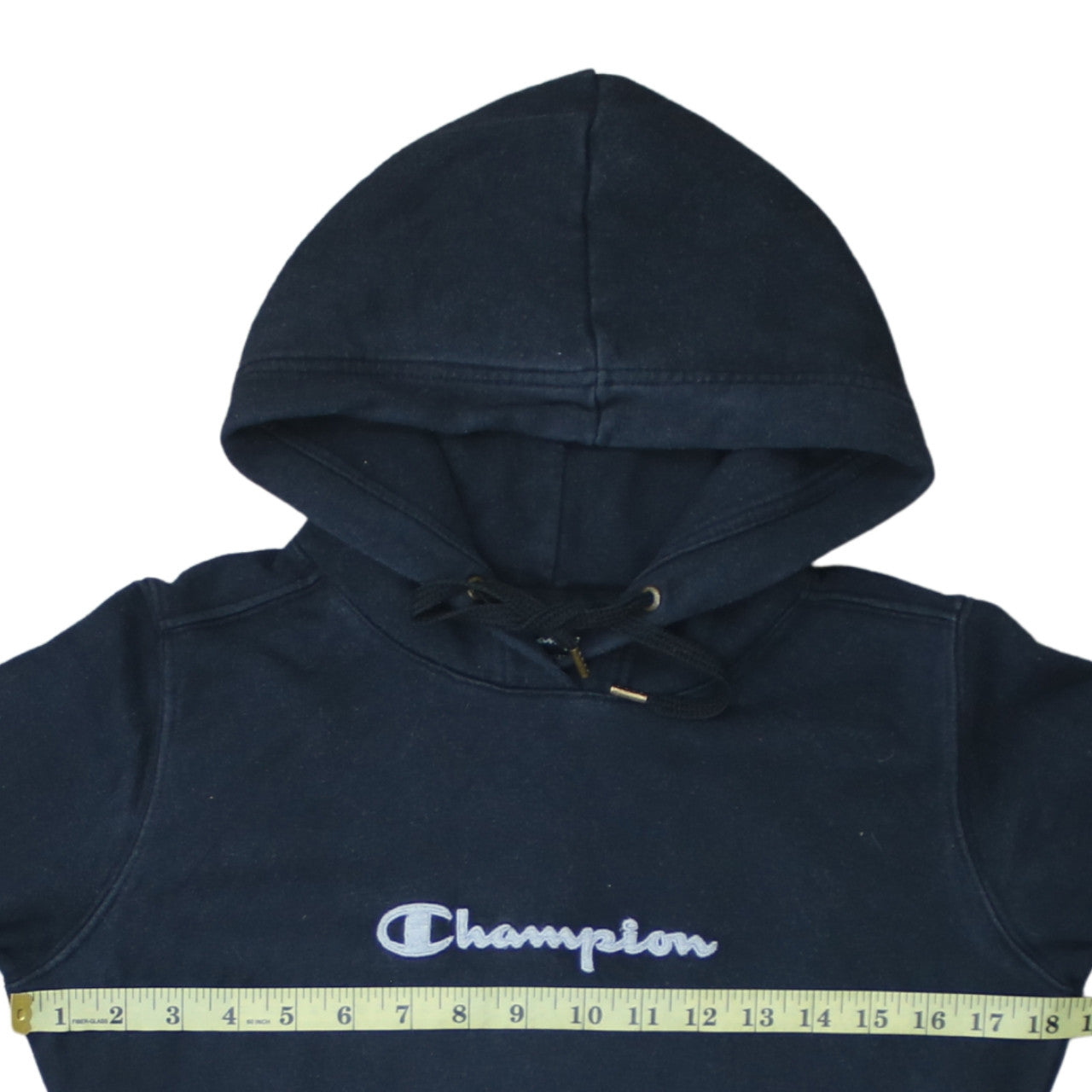 Champion Women's Navy Pullover Hoodie M Embroidered Logo Cotton Blend