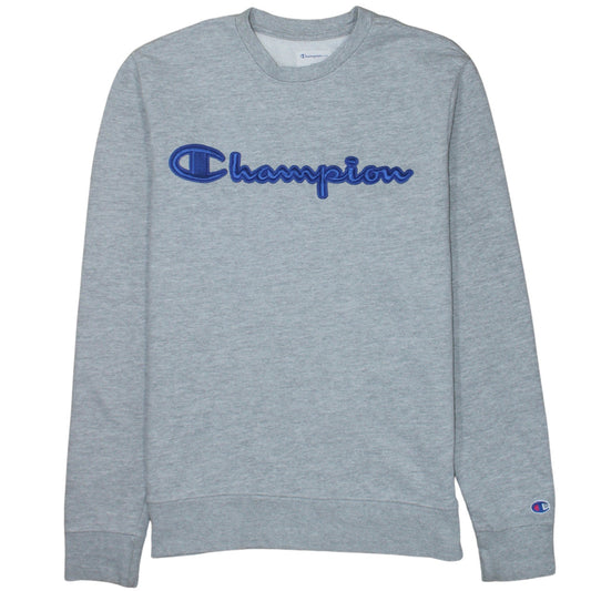 Champion Men's Grey Embroidered Logo Crew Neck Sweatshirt Size S