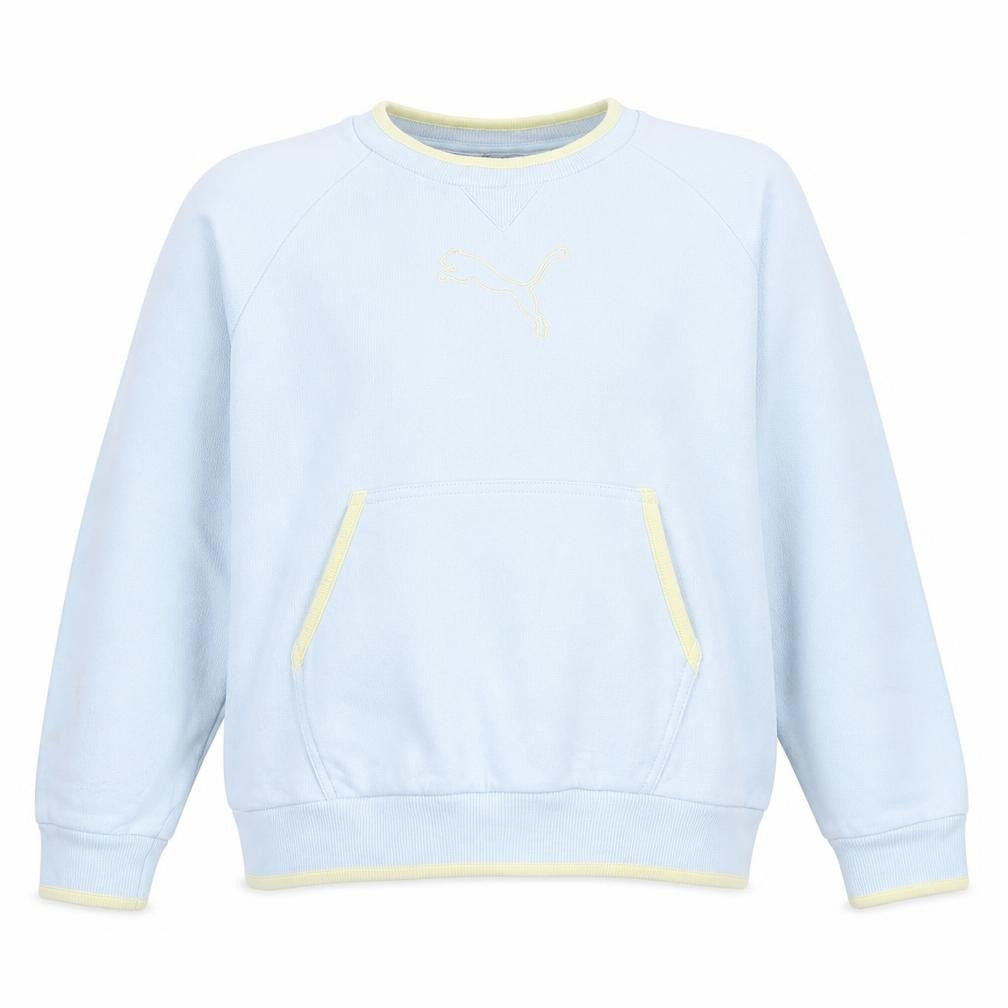 Puma Girls Blue Pullover Sweatshirt 10 Years Logo Crew Neck Fleece