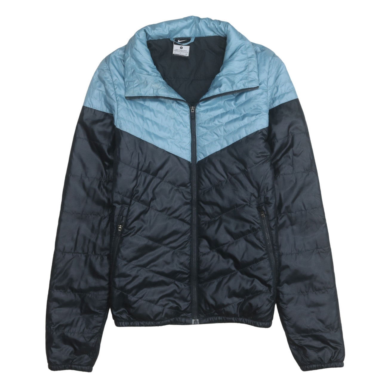 Nike Boys Blue Colourblock Puffer Jacket Size S Full Zip Winter Coat