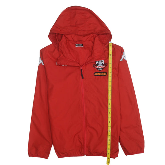 Kappa Boys Red Lewes FC Juniors Hooded Windbreaker Jacket Size S