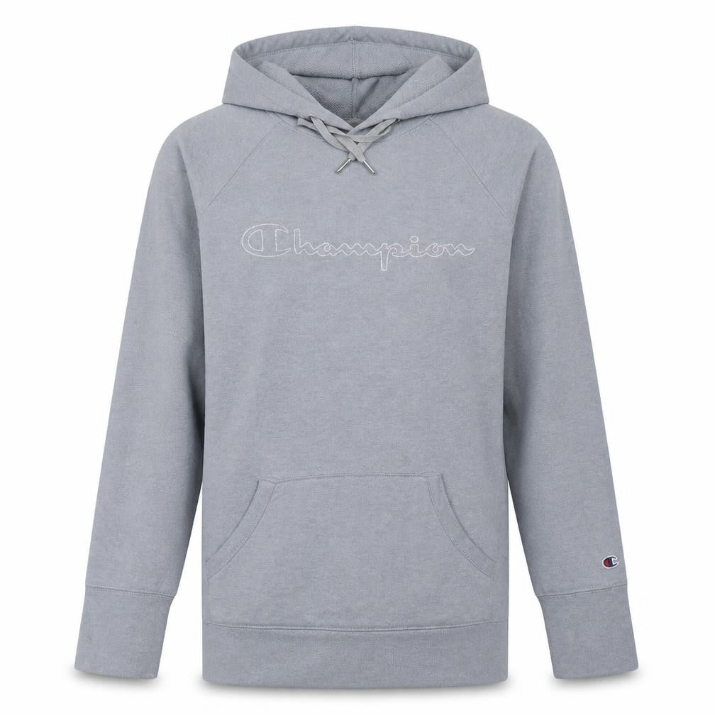 Champion Men's Grey Medium Pullover Hoodie with Embroidered Logo