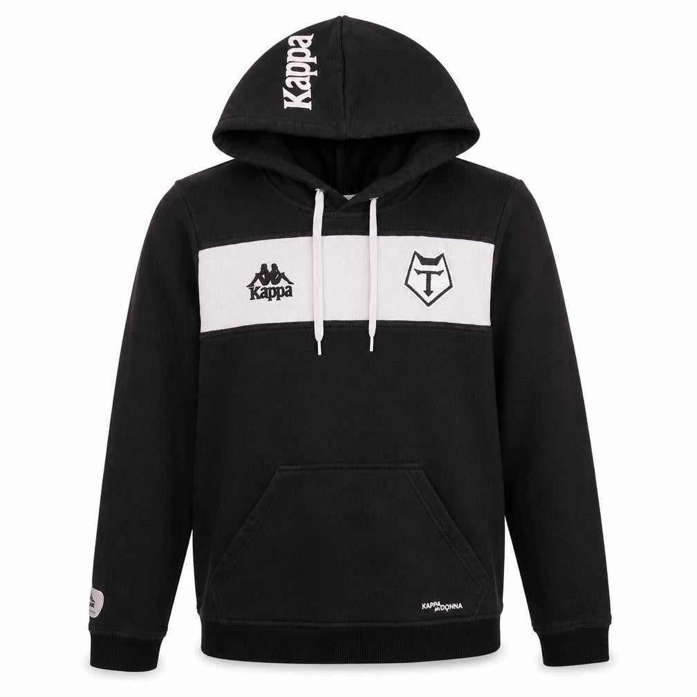 Kappa Men's Black Medium Pullover Hoodie with Logo Detail