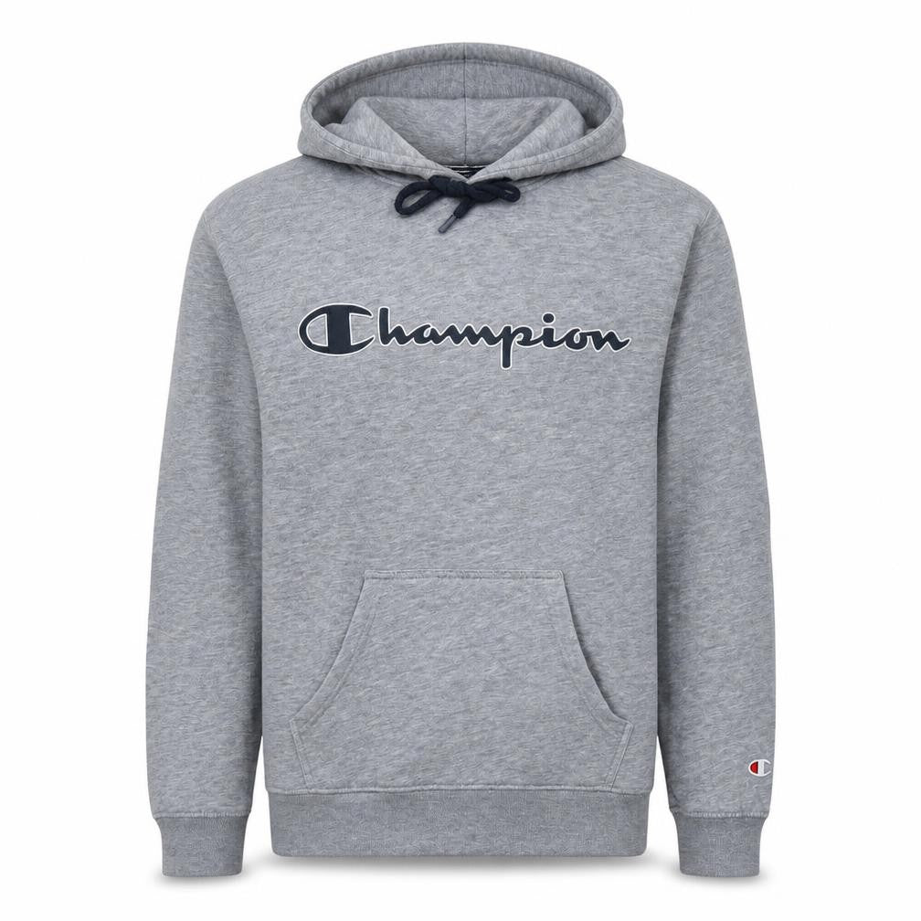 Champion Men's Grey Small Pullover Hoodie with Logo Print