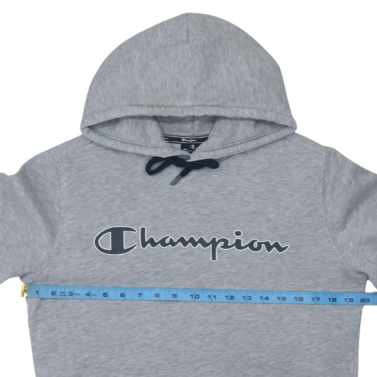 Champion Men's Grey Small Pullover Hoodie with Logo Print