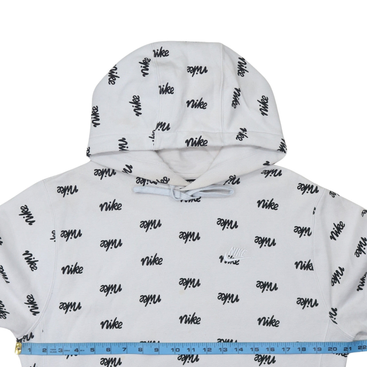 Nike Men's White Small Pullover Hoodie with Logo Print