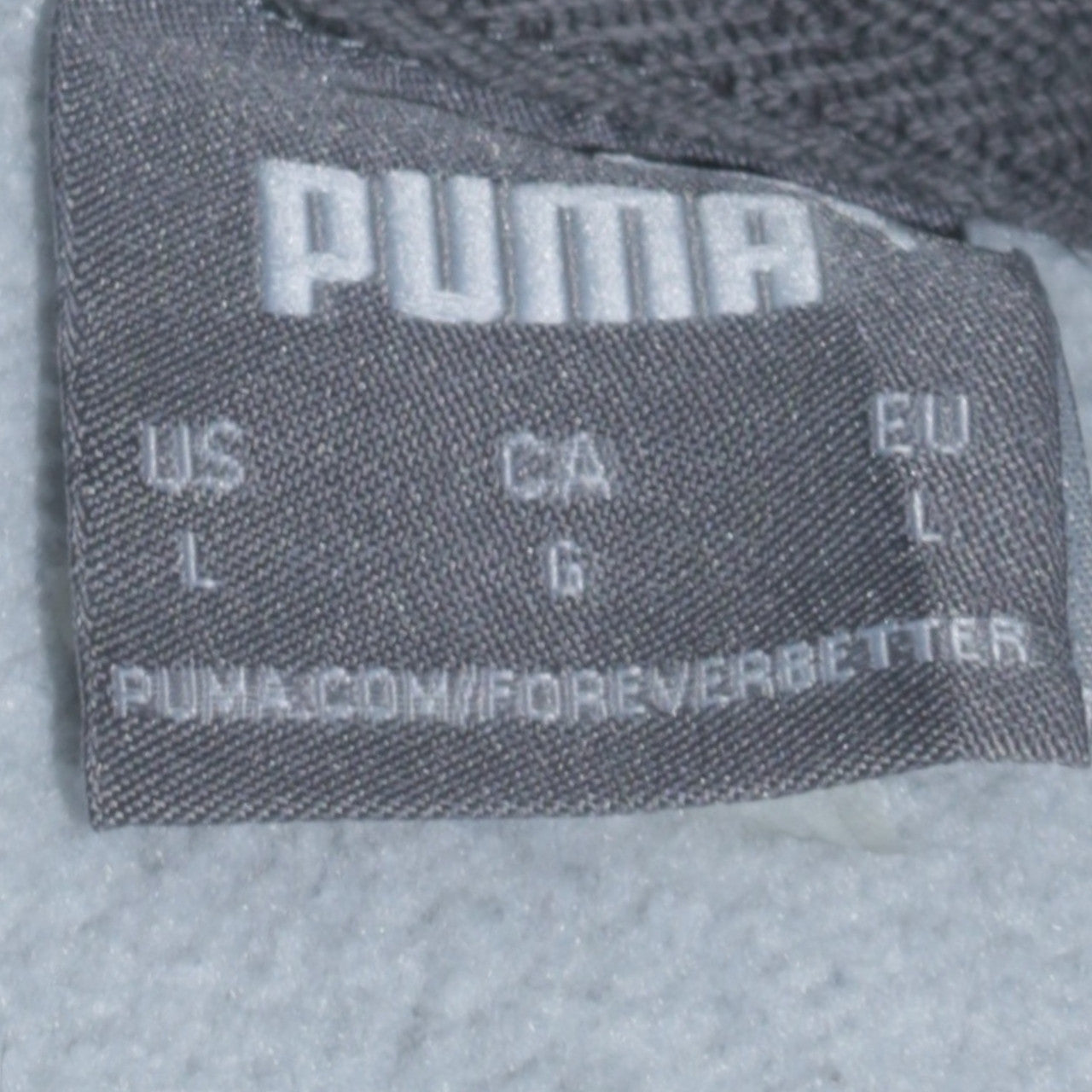 Puma Men's Grey Pullover Hoodie L Logo Fleece Sweatshirt