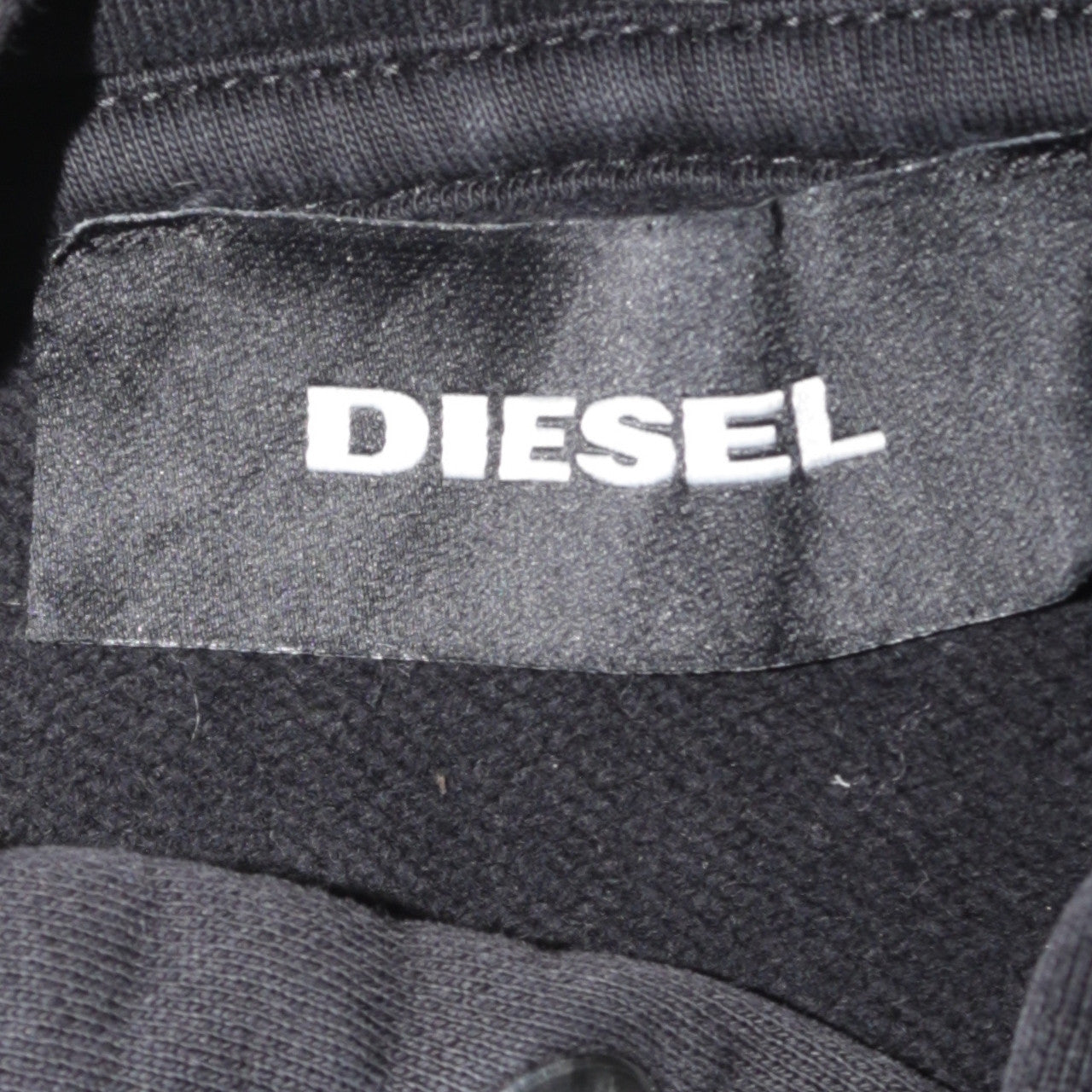 Diesel Men's Black Pullover Hoodie Medium Embroidered Logo 3/4 Sleeve