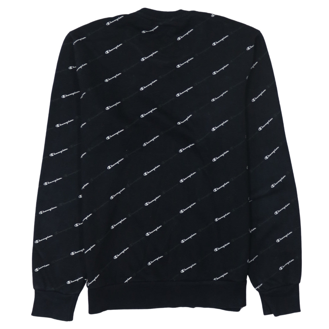 Champion Men's Black Small Crew Neck Logo Sweatshirt