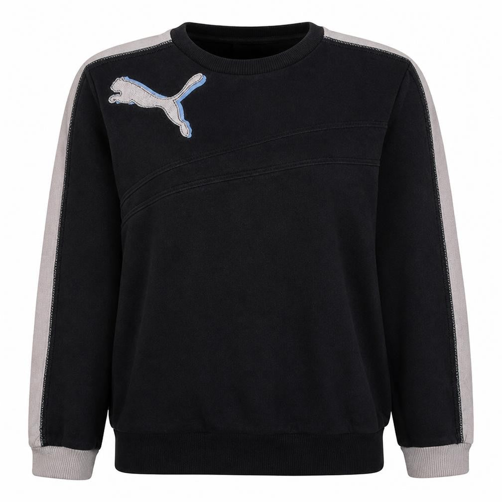 Puma Womens Black Crew Neck Sweatshirt Size 12 L Logo Pullover