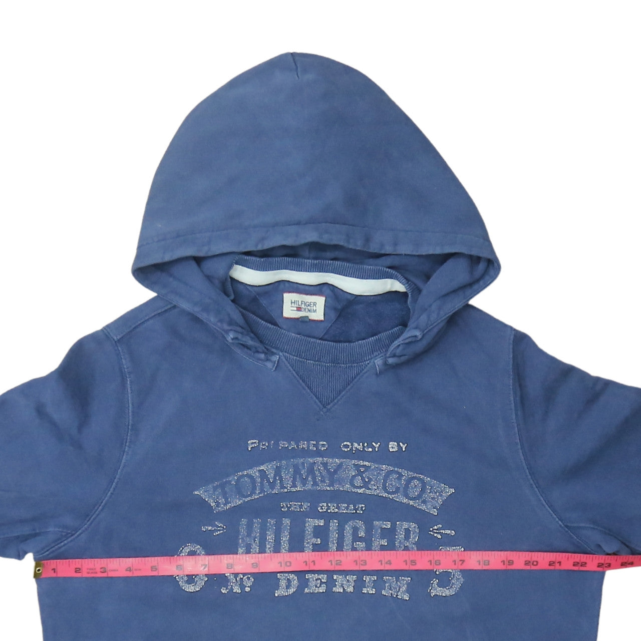 Hilfiger Denim Men's Blue Pullover Hoodie L Cotton Classic Logo