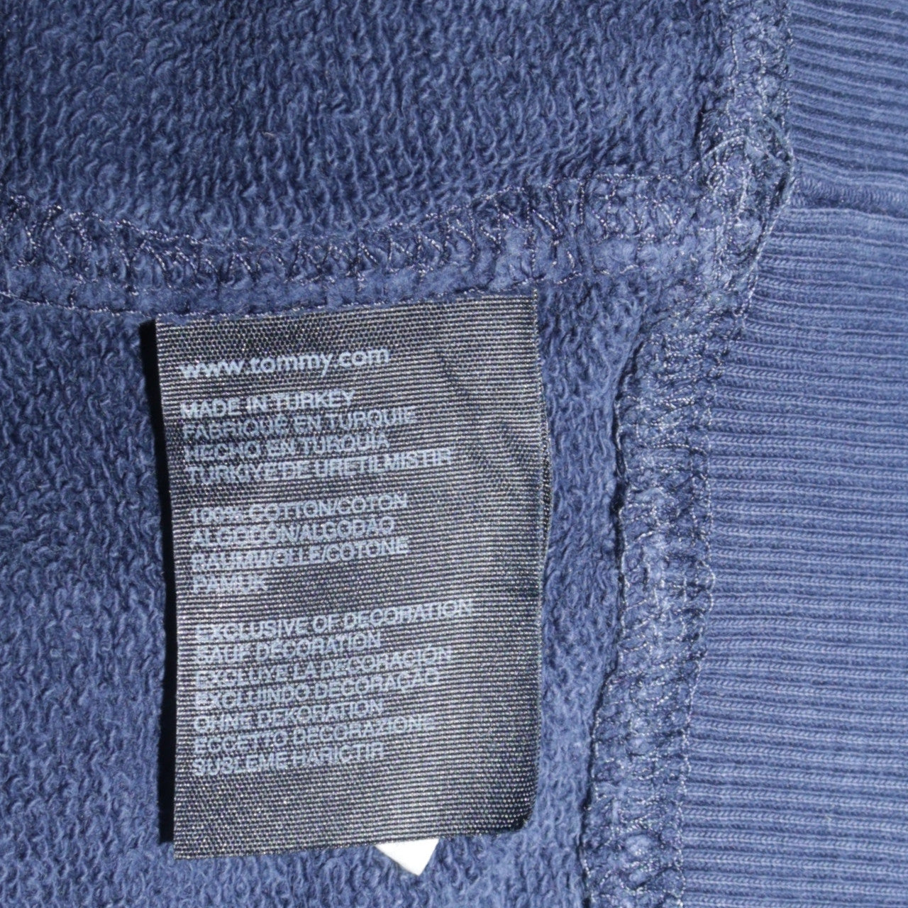 Hilfiger Denim Men's Blue Pullover Hoodie L Cotton Classic Logo
