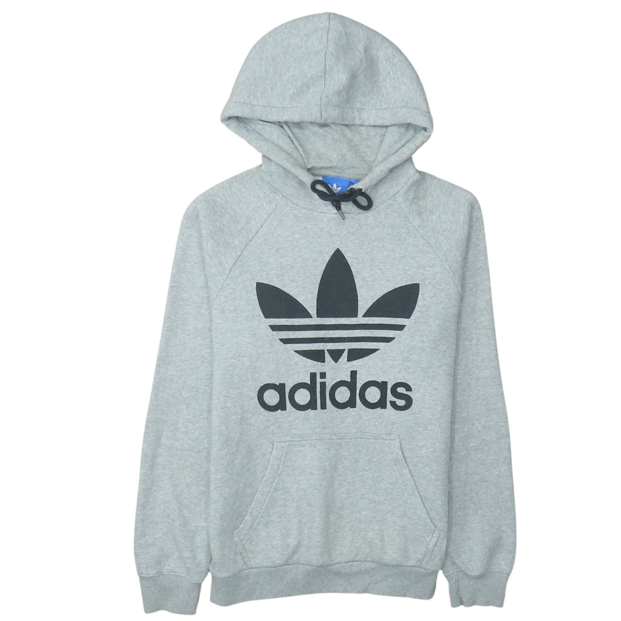 Adidas Men's Grey Pullover Hoodie Small Trefoil Logo Sweatshirt