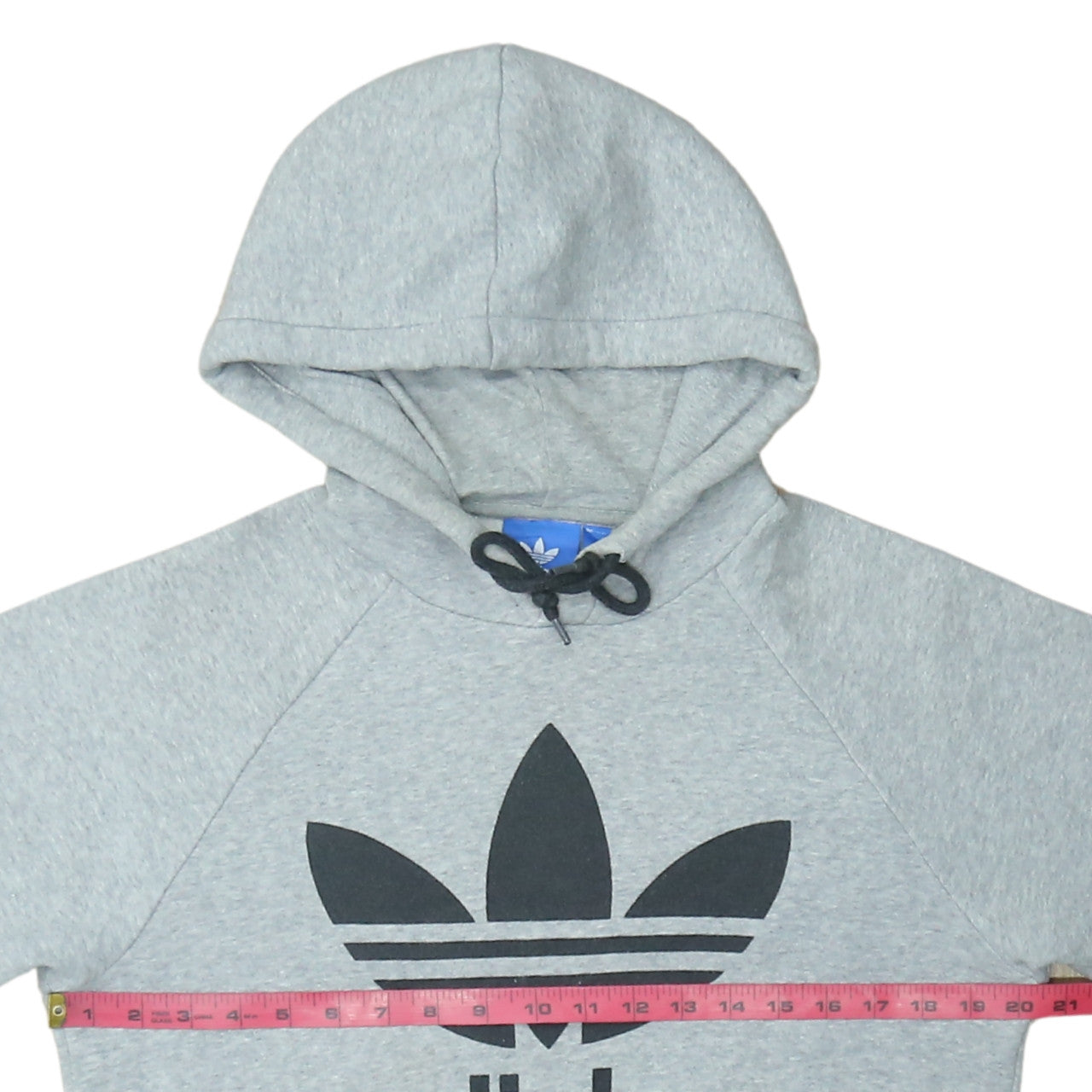 Adidas Men's Grey Pullover Hoodie Small Trefoil Logo Sweatshirt