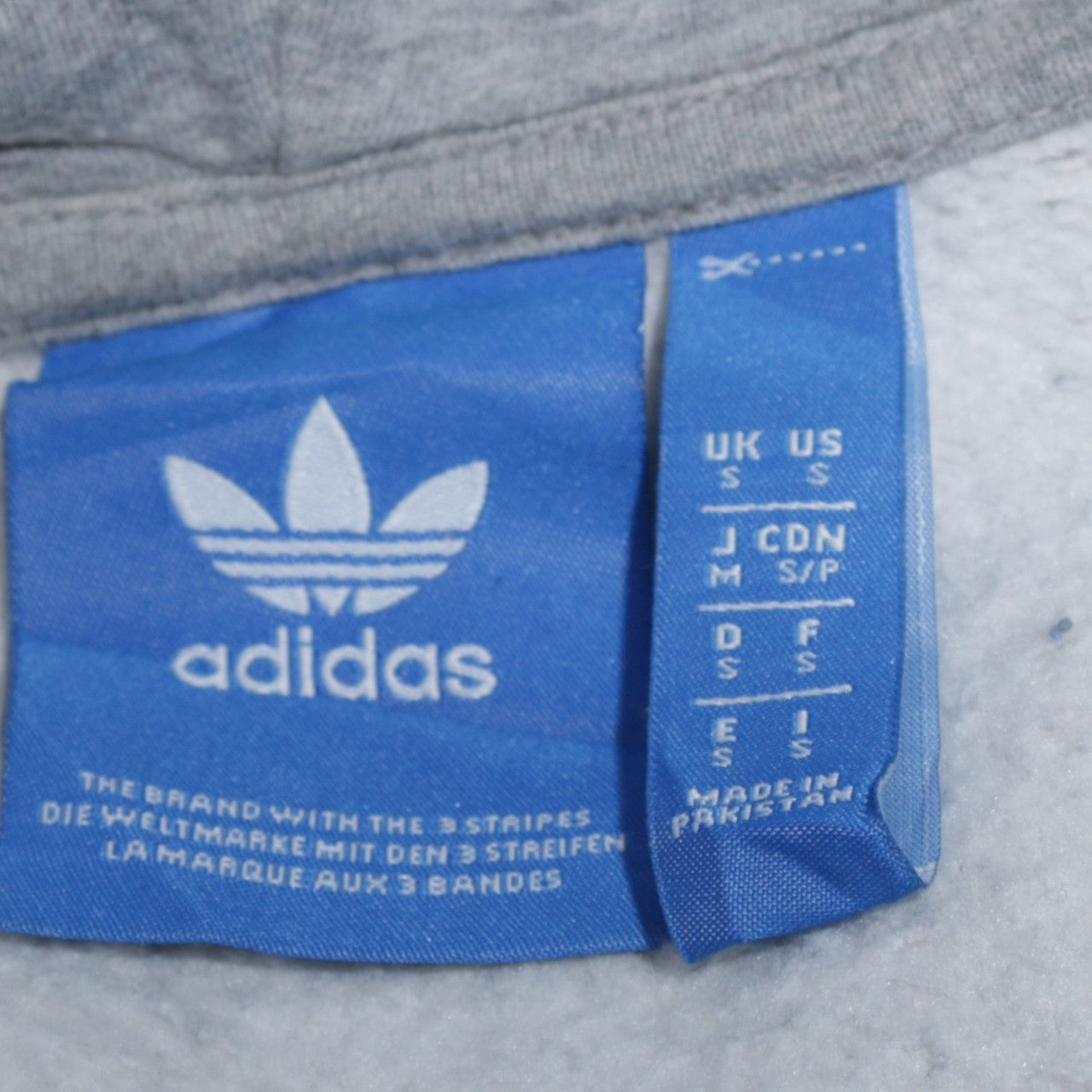 Adidas Men's Grey Pullover Hoodie Small Trefoil Logo Sweatshirt