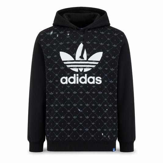 Adidas Men's Black Pullover Hoodie M Logo Graphic Fleece Sweatshirt