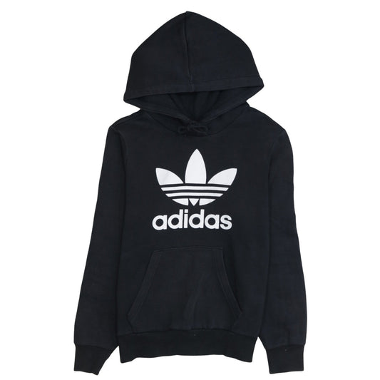 Adidas Womens Black Size 12 Pullover Hoodie with Logo Print