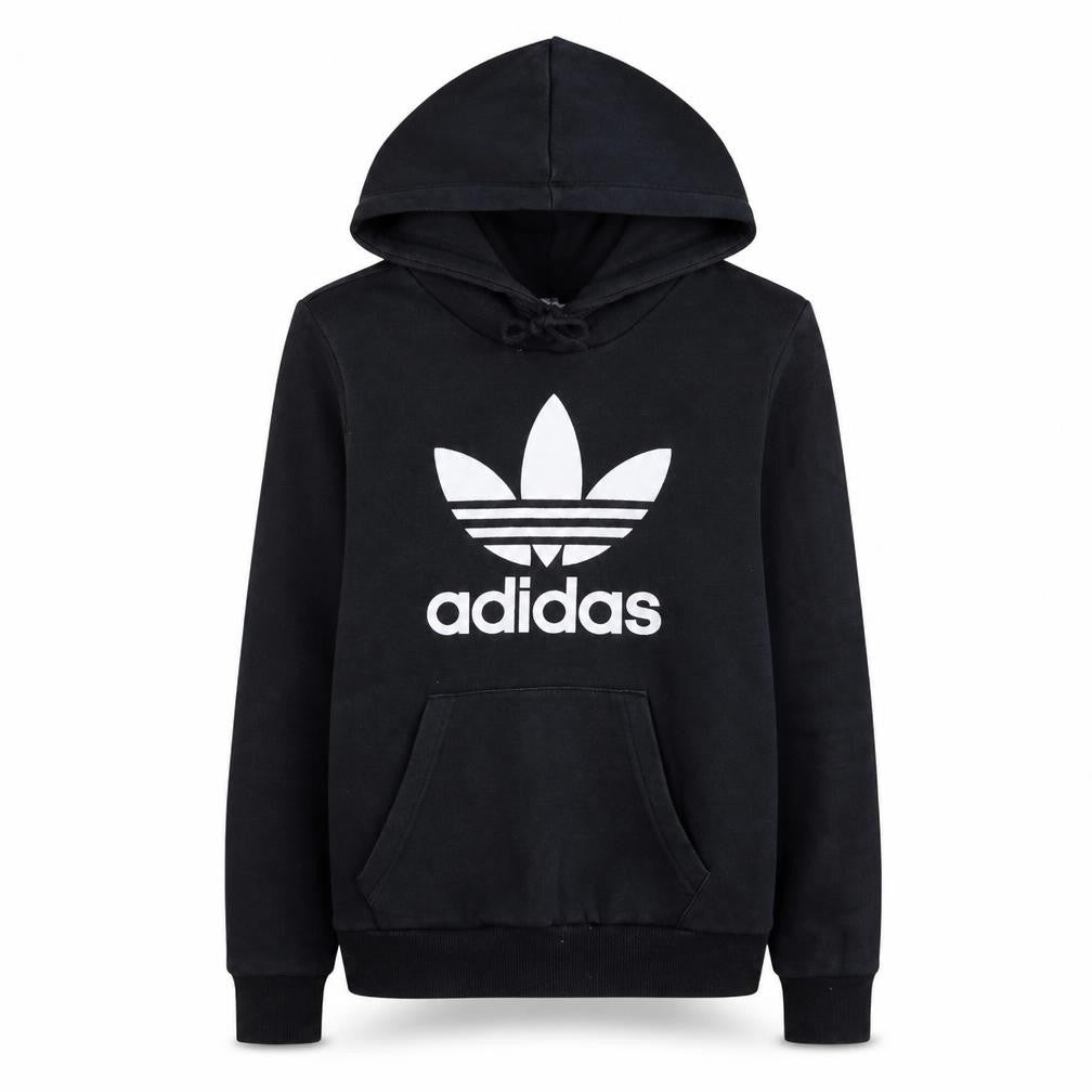 Adidas Womens Black Size 12 Pullover Hoodie with Logo Print