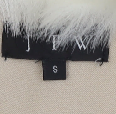 JFW Women’s Beige Faux Fur Collar Embellished Knit Jacket Size S