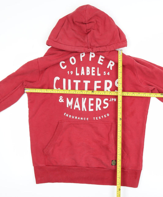 Superdry Men's Red Pullover Hoodie L Logo Graphic Fleece Sweatshirt