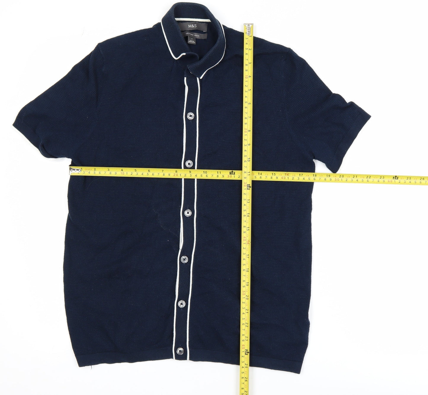 Marks and Spencer Men's Blue Cotton Polo Shirt Size S