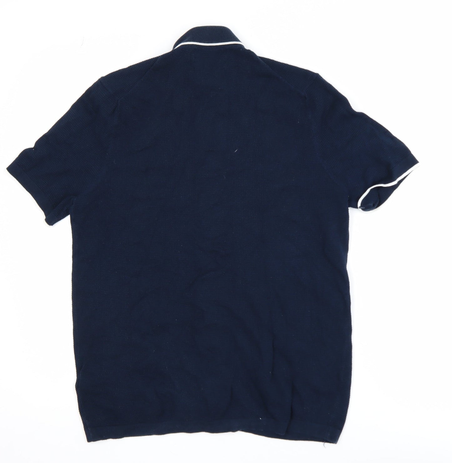Marks and Spencer Men's Blue Cotton Polo Shirt Size S