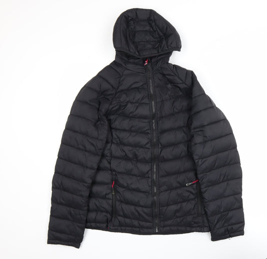 Karrimor Women Black Puffer Jacket Size 14 Hooded Lightweight Coat