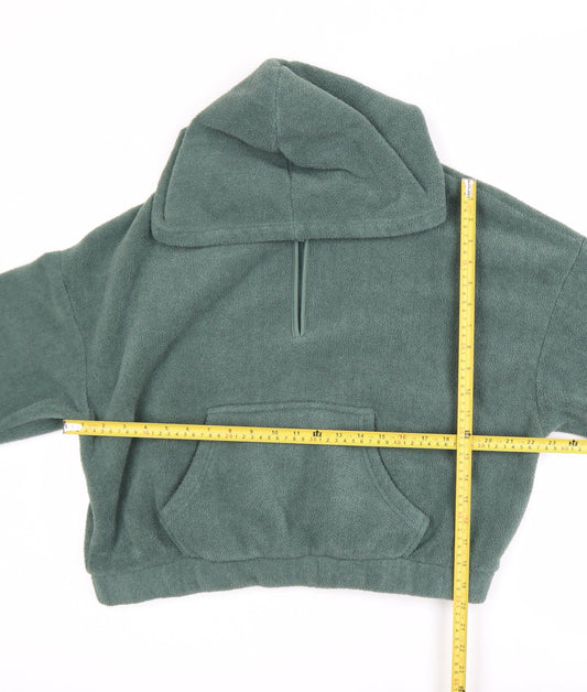 ASOS DESIGN Womens Green Fleece Hooded 1/4 Zip Jacket Size 12