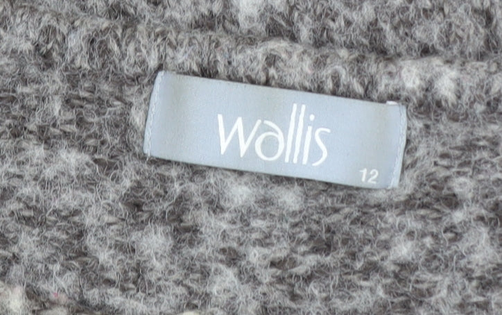 Wallis Women’s Grey Wool Blend Chunky Knit Long Sleeve Cardigan Size 12