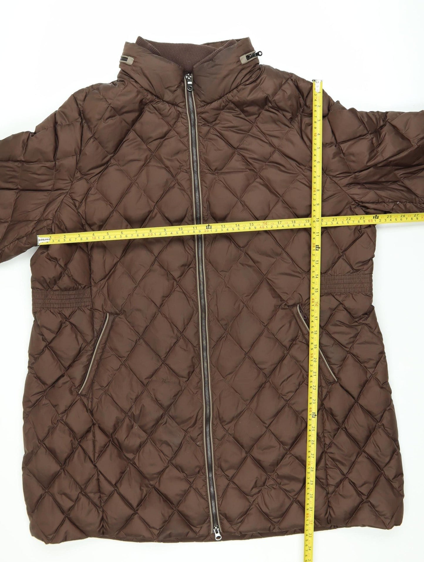 Marks and Spencer Women's Brown Long Quilted Down Puffer Coat Size 24