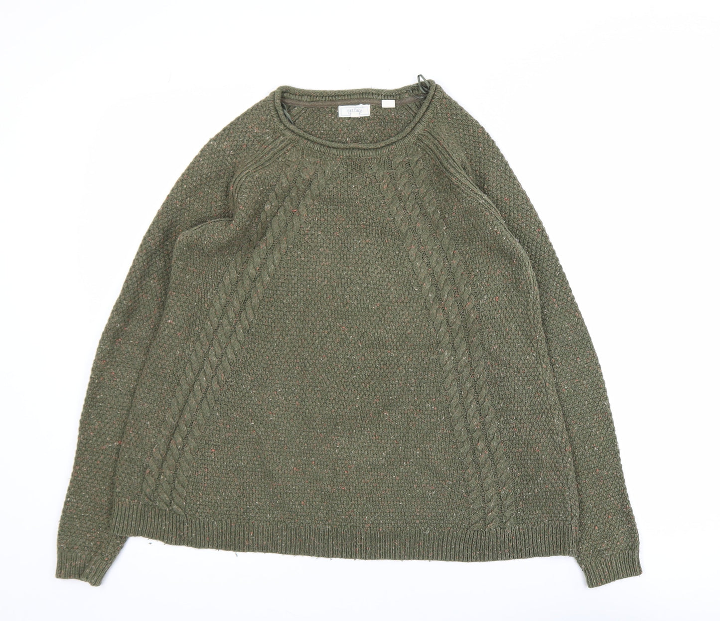 Fat Face Women’s Green Cable-Knit Cotton Jumper Size 8
