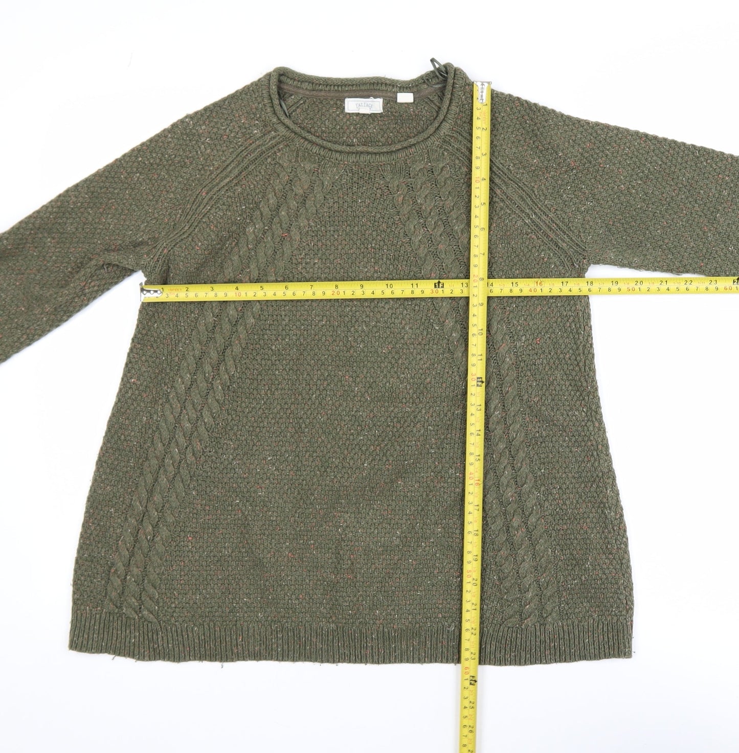 Fat Face Women’s Green Cable-Knit Cotton Jumper Size 8