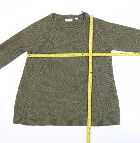 Fat Face Women’s Green Cable-Knit Cotton Jumper Size 8