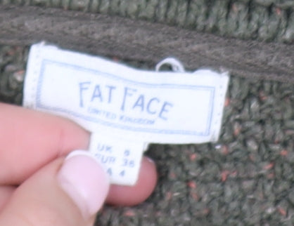 Fat Face Women’s Green Cable-Knit Cotton Jumper Size 8