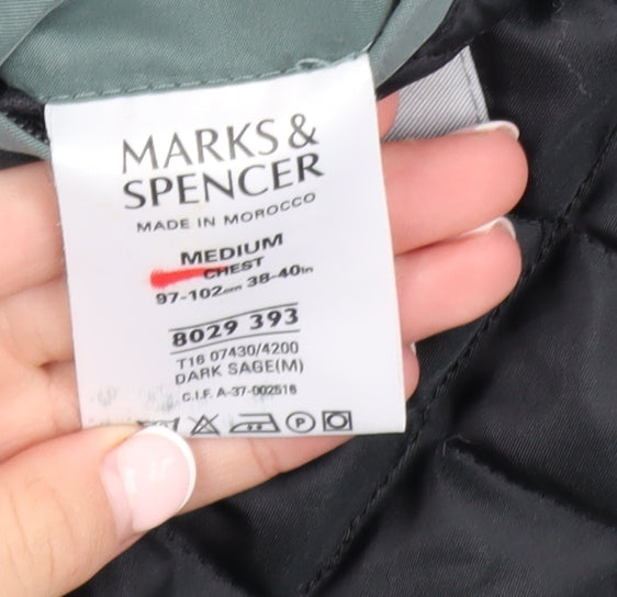 Marks and Spencer Men's Green Water Resistant Parka Jacket Size M