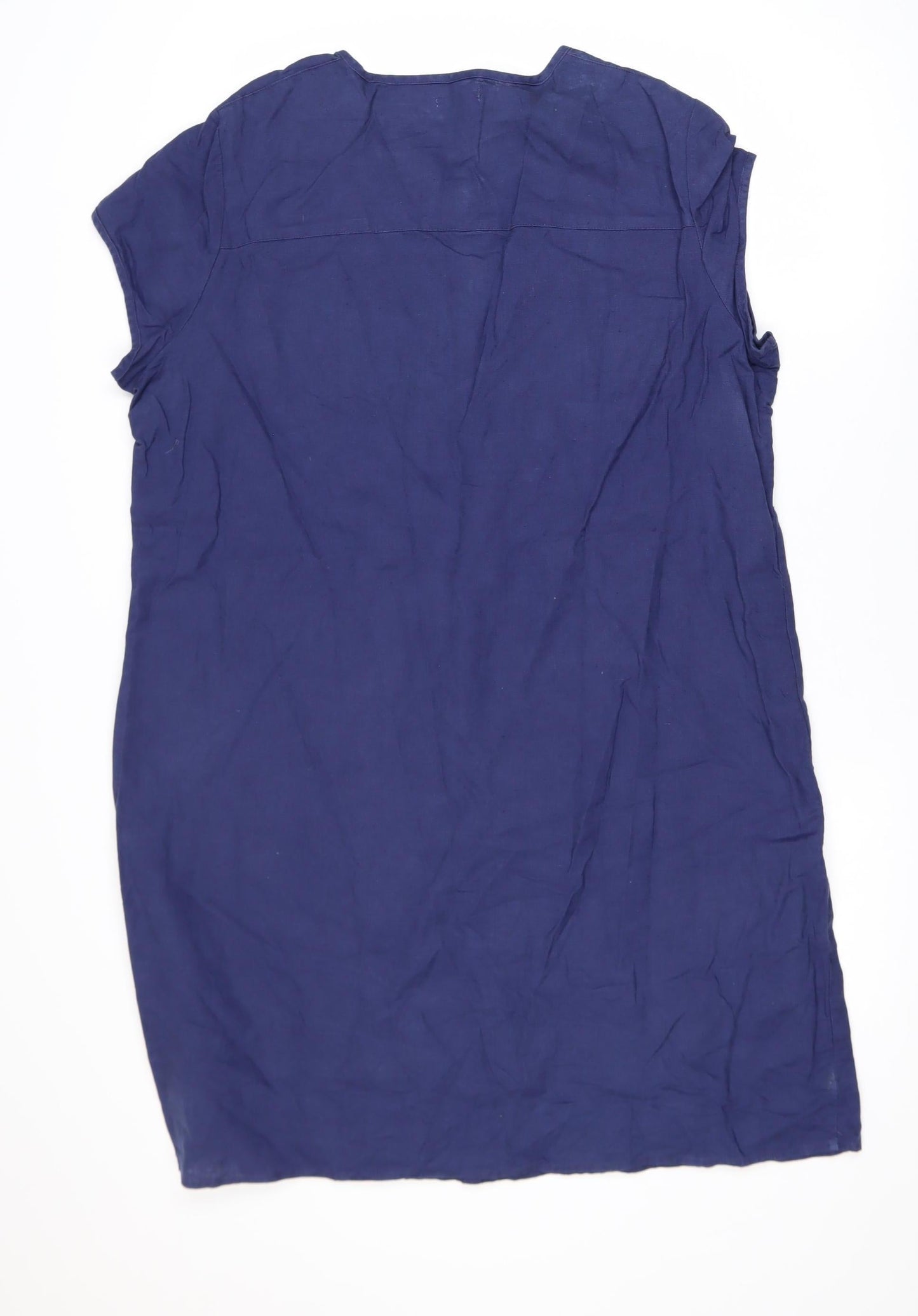 Anne Weyburn Women's Blue Cotton Tunic Blouse Size 16