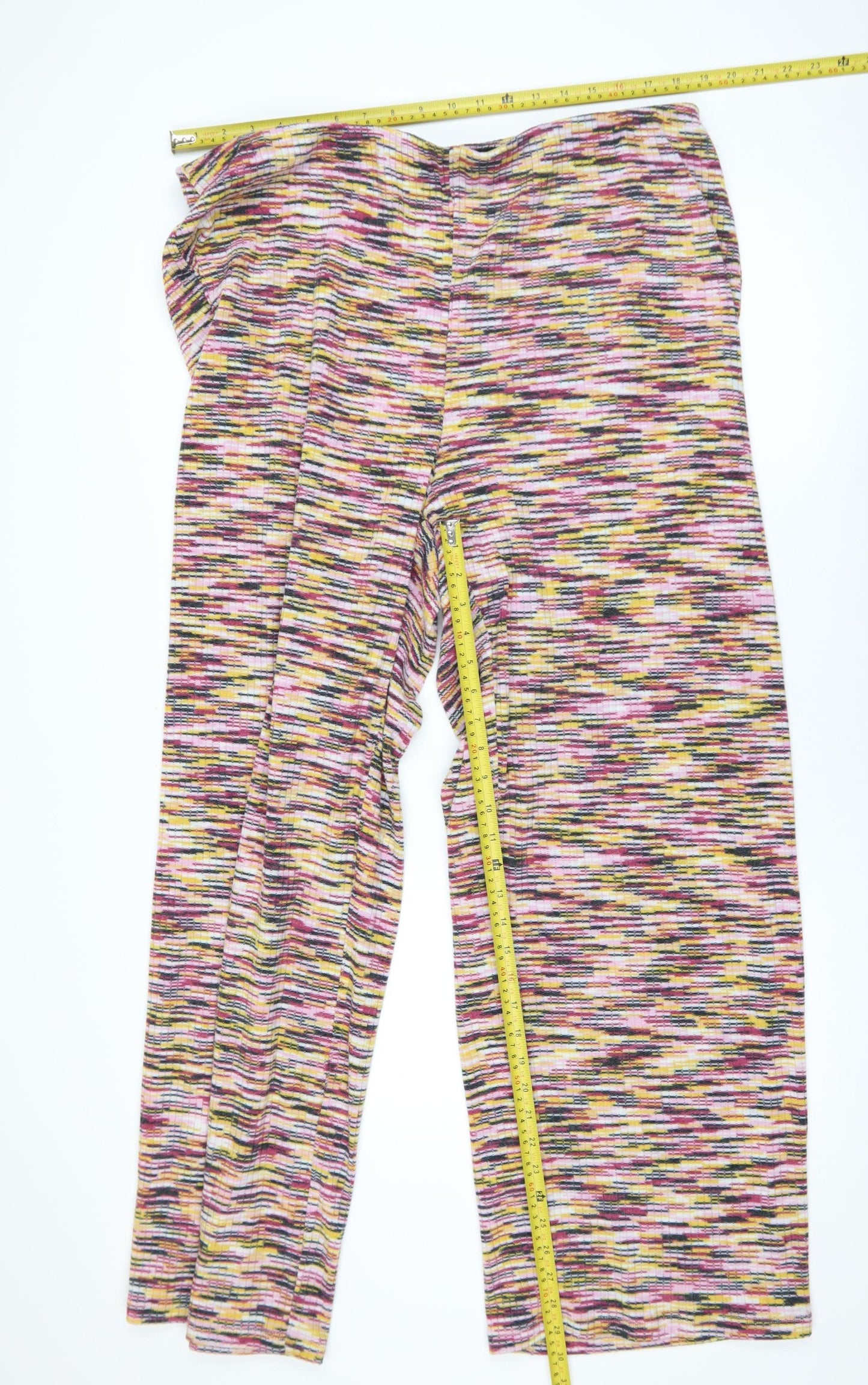 H&M Women’s Multicoloured Geometric Stretch Knit Trousers Size 18