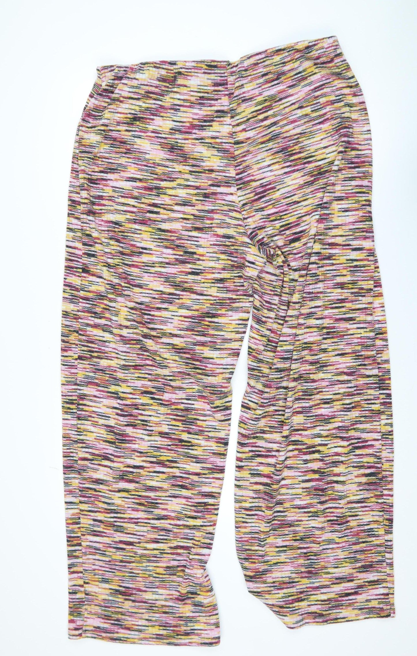H&M Women’s Multicoloured Geometric Stretch Knit Trousers Size 18