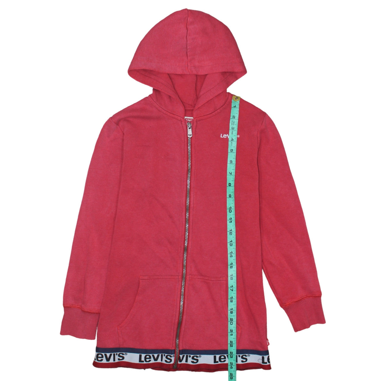 Levi's Boys Red Full Zip Hoodie 12 Years Cotton Blend Casual Logo