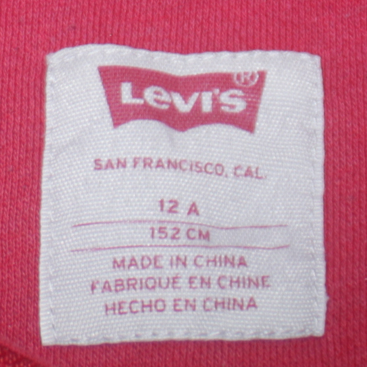 Levi's Boys Red Full Zip Hoodie 12 Years Cotton Blend Casual Logo