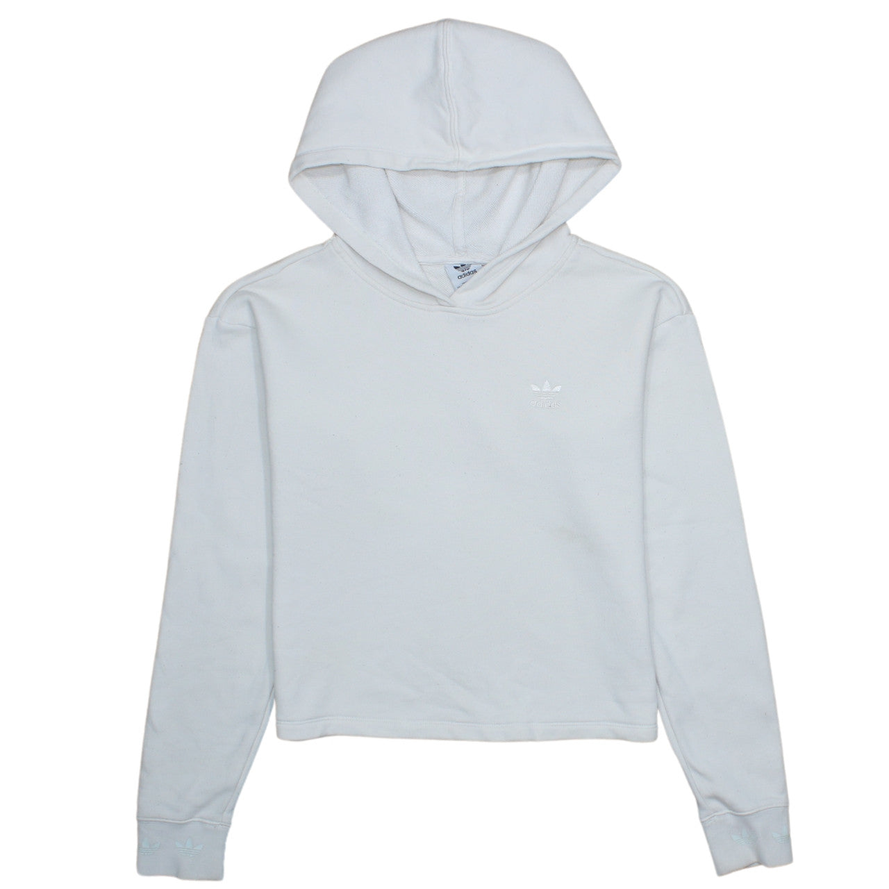 Adidas Women White Pullover Hoodie XS Cotton Logo Sweatshirt