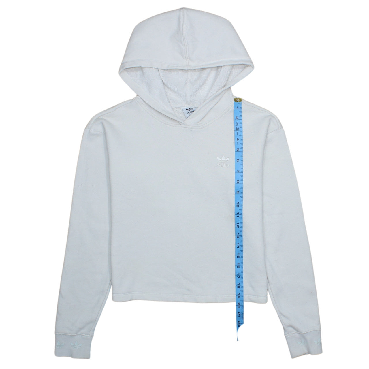 Adidas Women White Pullover Hoodie XS Cotton Logo Sweatshirt