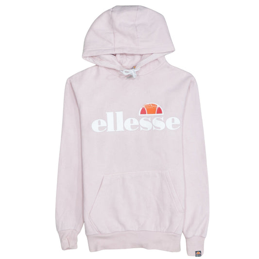 Ellesse Womens Pink Pullover Hoodie UK 6 Classic Logo Cotton Blend