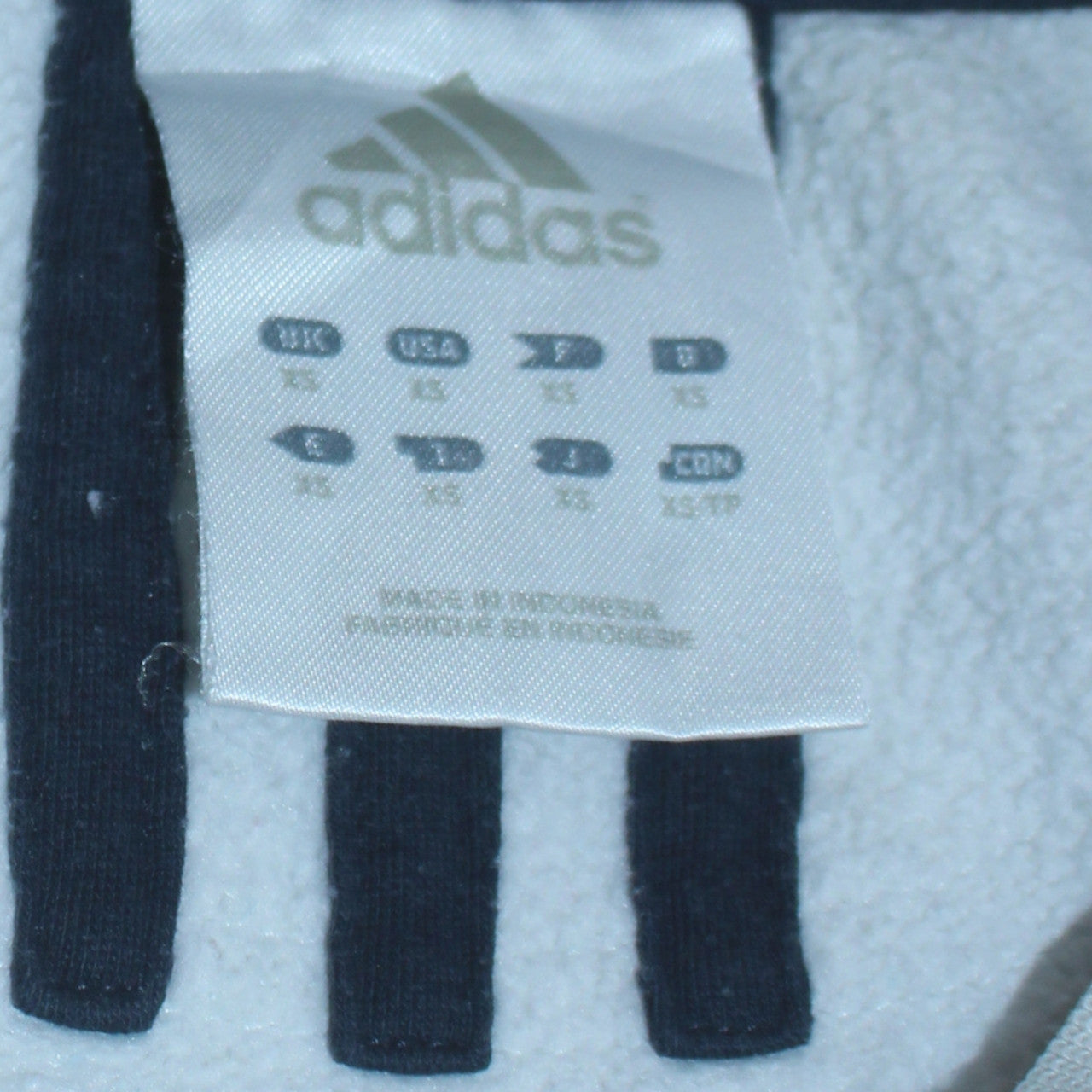 Adidas Mens White Navy XL Pullover Crew Neck Logo Sweatshirt