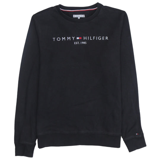 Tommy Hilfiger Boys Black Logo Crew Neck Sweatshirt Size 16 Years