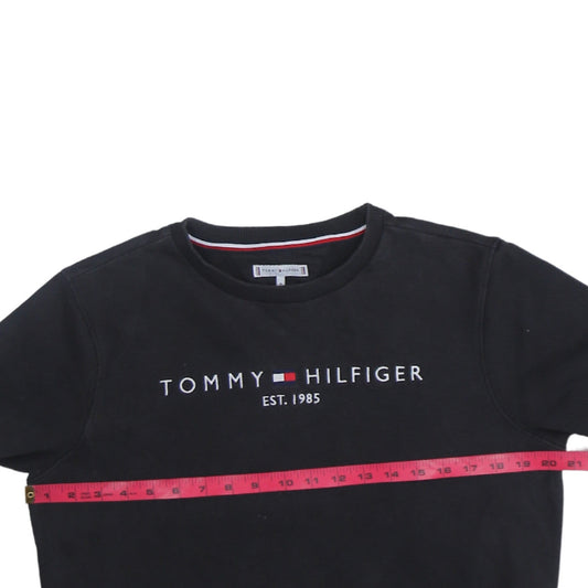 Tommy Hilfiger Boys Black Logo Crew Neck Sweatshirt Size 16 Years
